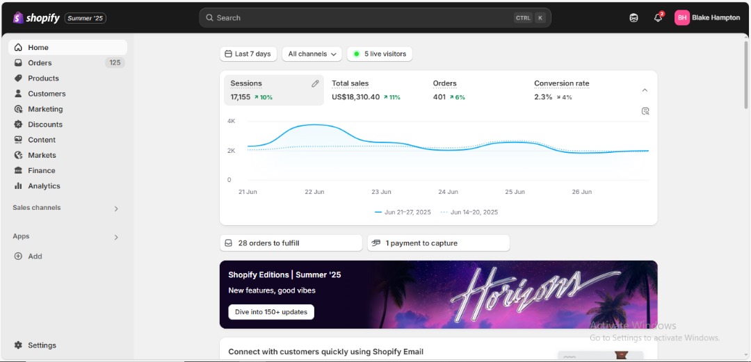 Blake Hampton Shopify — Last 7 days